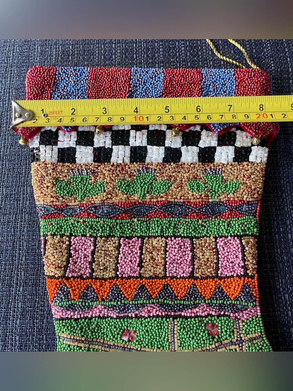 Mackenzie-Childs Christmas Stocking Beaded Courtly Check Holiday Decor Retired - Picture 3 of 10